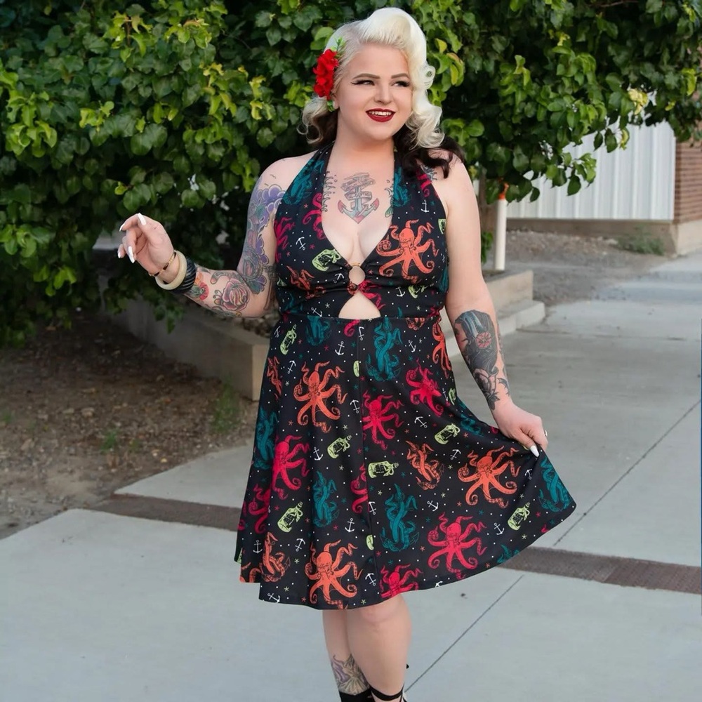 Sourpuss Multicolor Octopus Halter Dress - Picture 3 of 3